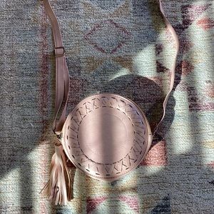 pink boho purse with tassel
